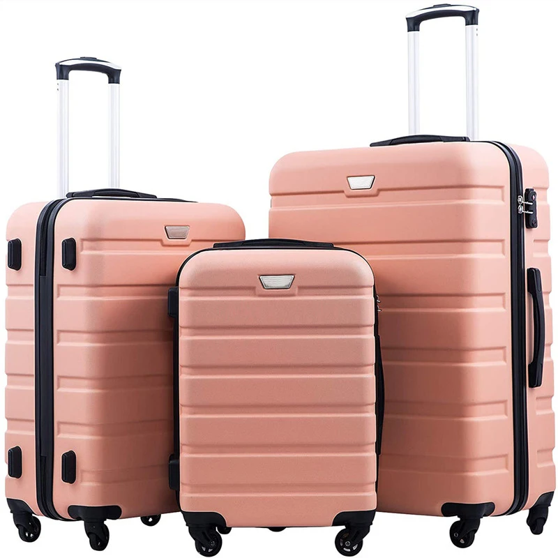 High Quality Light Weight Cheap Pink Women Teenage Girl Wedding 3 Piece Luggage Sets Trolley Vintage Suitcase Bags On Wheels