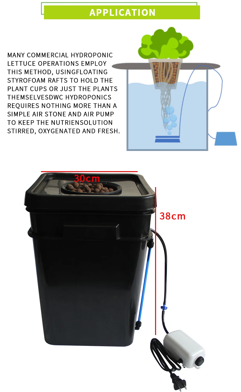 Full Complete 15l/20l Square Pot Dwc Hydroponic System Single Clone