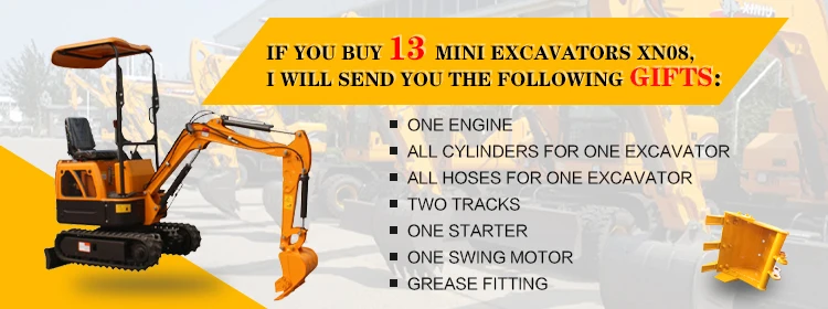 Cylinders Strong Power Mini Excavator 0.8 Ton 2 Ton Xiniu Mini Excavator XN08 Rhinoceros Micro Excavator XN08
