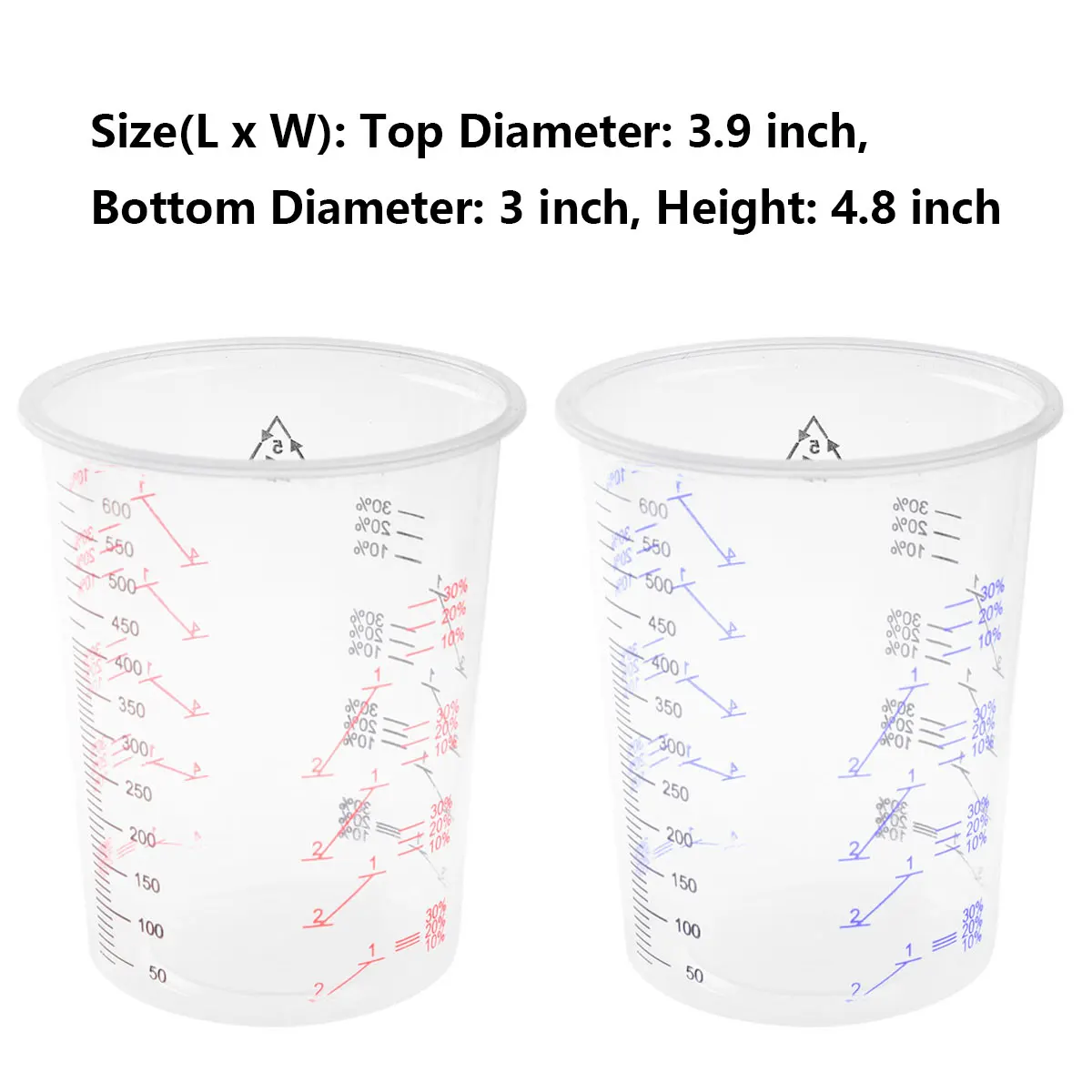 20pcs 600ml Clear Plastic Measuring Cups Disposable Paint Mixing Cup