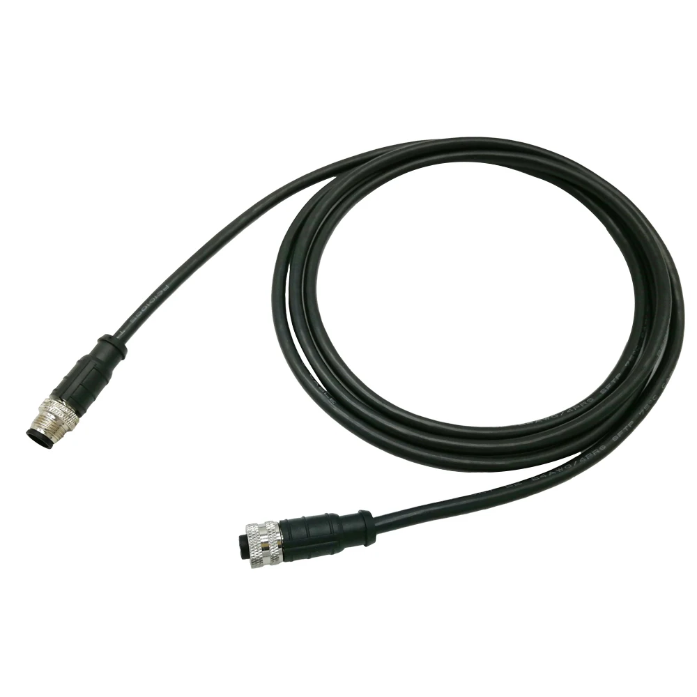 M12 Circular Connector 4 Pin A Code Male To Female Aviation Electrical Connector Molded Sensor