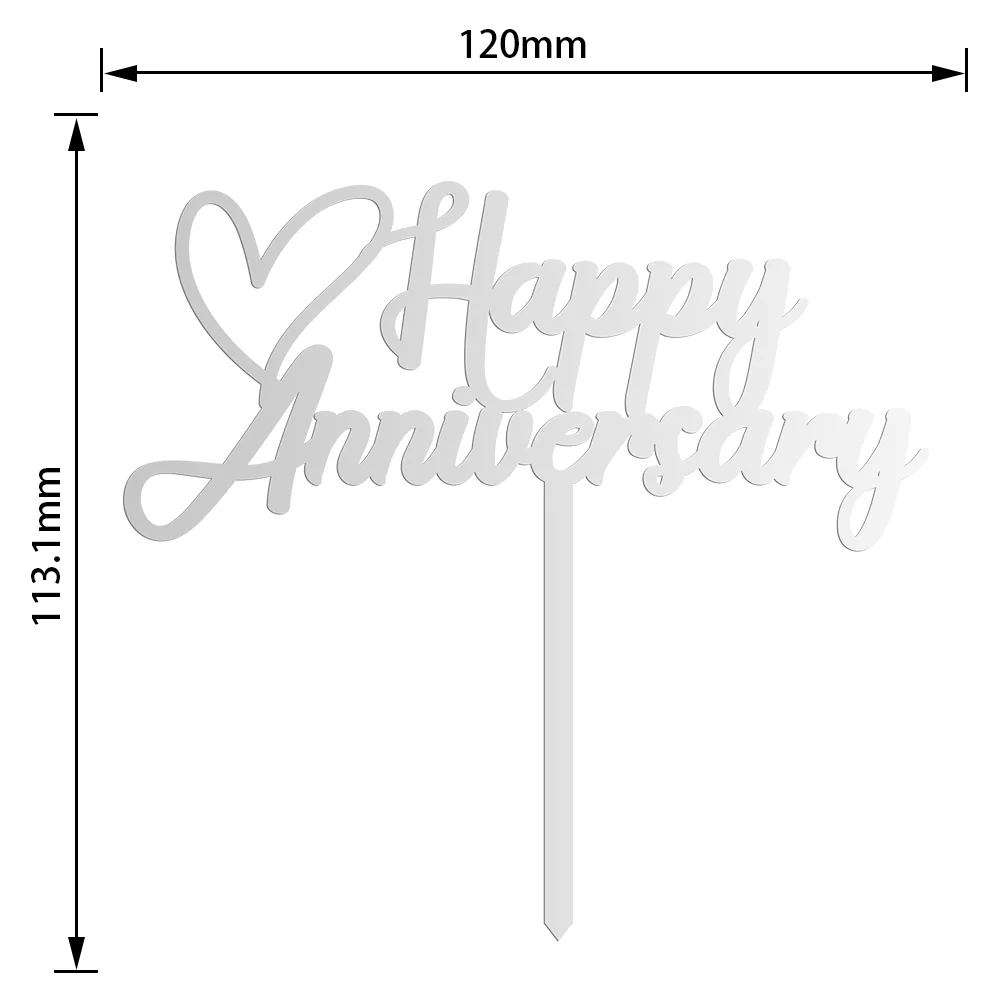 Happy Anniversary Cake Topper Acrylic Cake Decoration For Anniversary