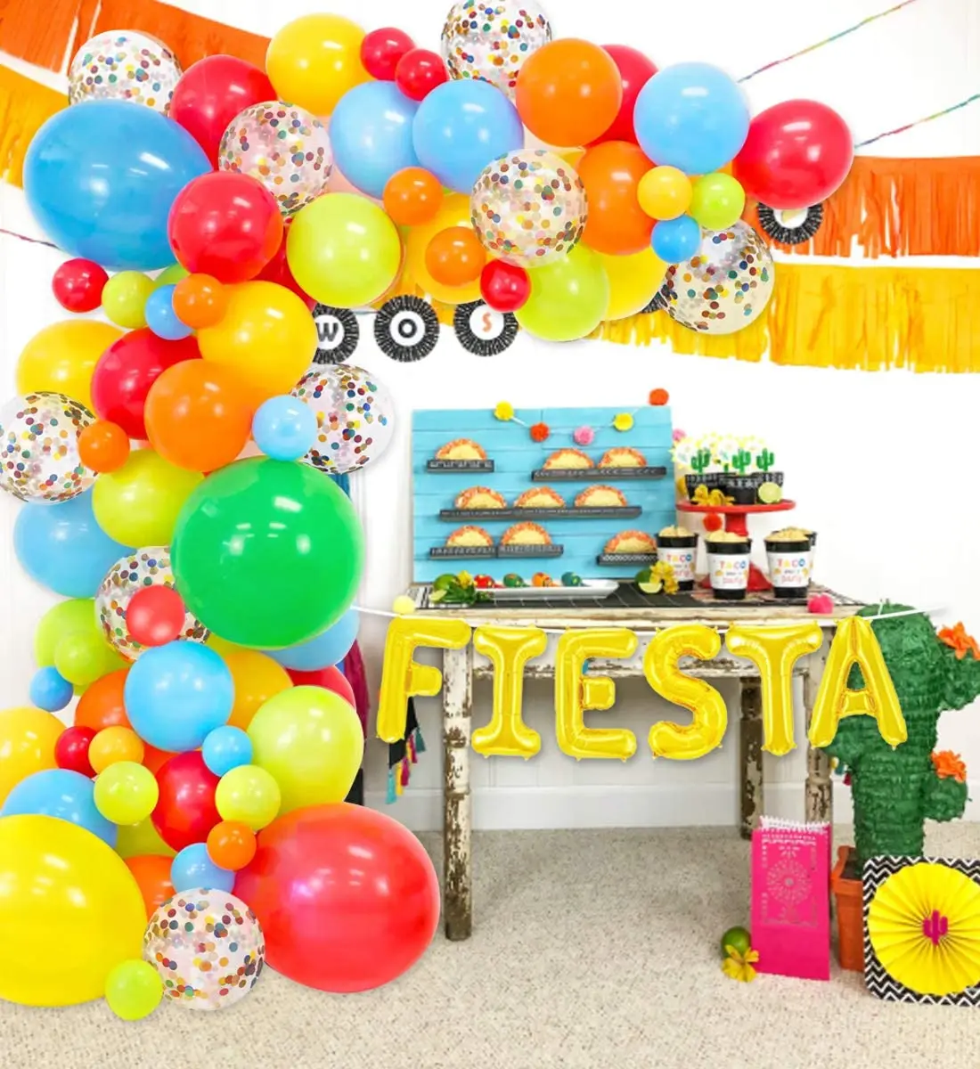 Fiesta Balloon Garland Arch Kit For Mexican Fiesta Cinco De Mayo Baby ...