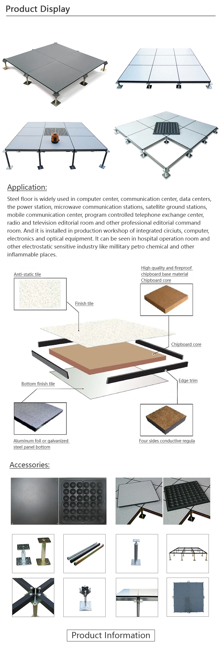 Fire Resistant Chipboard Oa-Network Steel Raised Floor Dust-Proof Long Lasting Glass Flooring System Raised