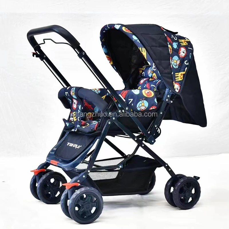 4 Wheel Baby Stroller High Carton Steel Frame Hot Sale Kids Outdoor Use
