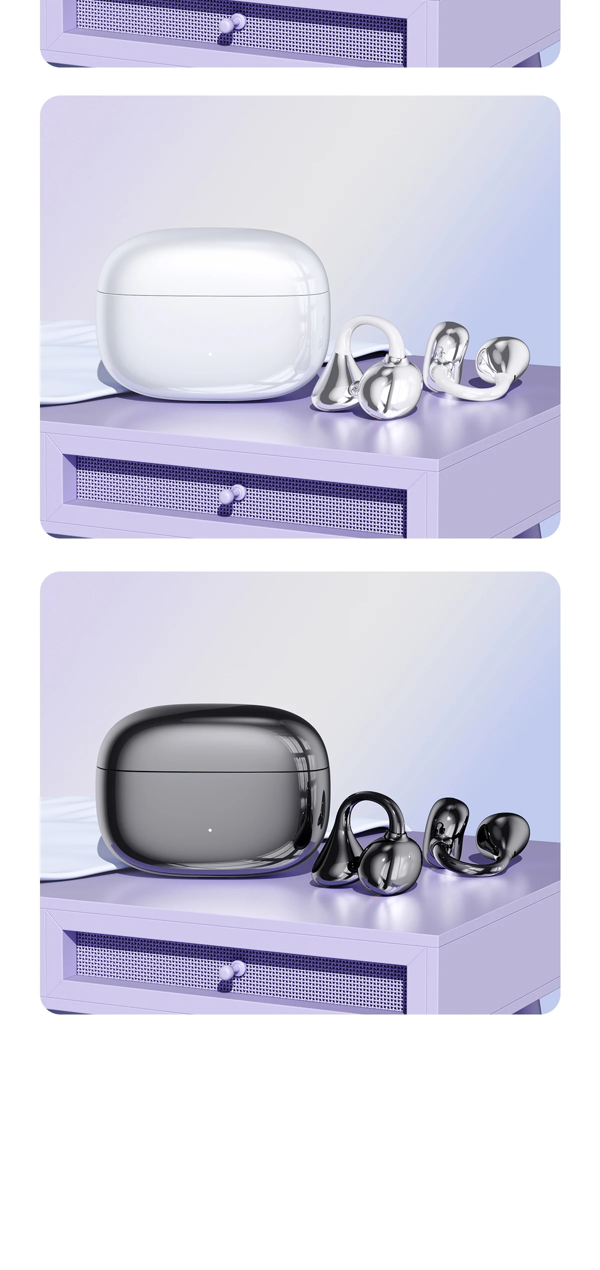 M159 OEM ODM Open Ear Clip Wireless Earbuds BT 6.0 40H Battery LED HD Calling ENC Waterproof Dual Transducers Custom Logo
