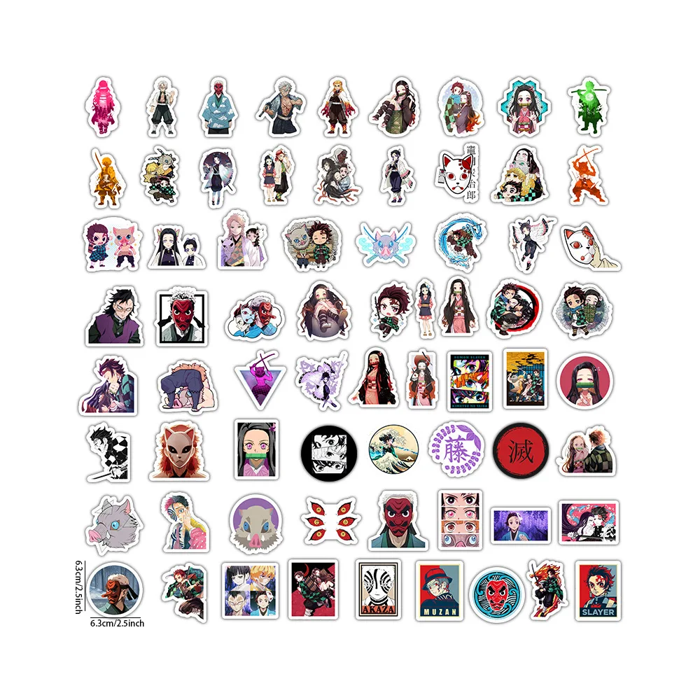 70pcsbag anime demon slayer kimetsu no yai doodle vinyl waterproof
