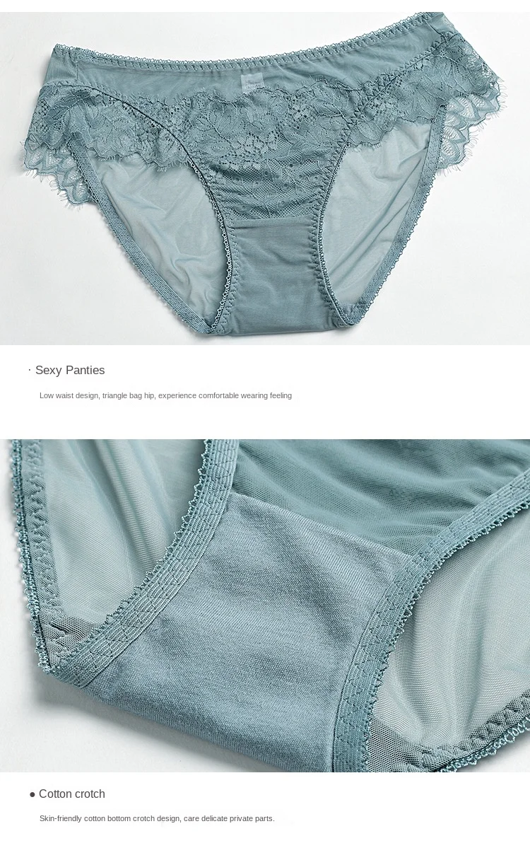 Women's Sexy Lace Thin Transparent Bra Set Large Size Wire-Free Support Adjusted Straps Breathable Solid Pattern Waist Thongs