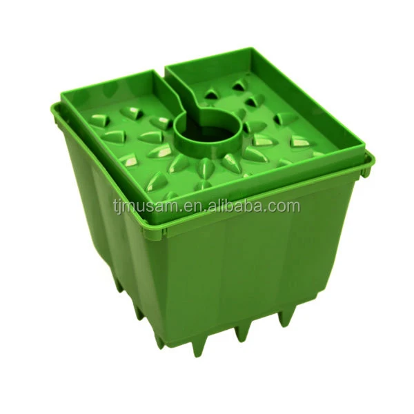 Plastic Green Pots Square Growing Pot Hydroponic Buckets For Drip
