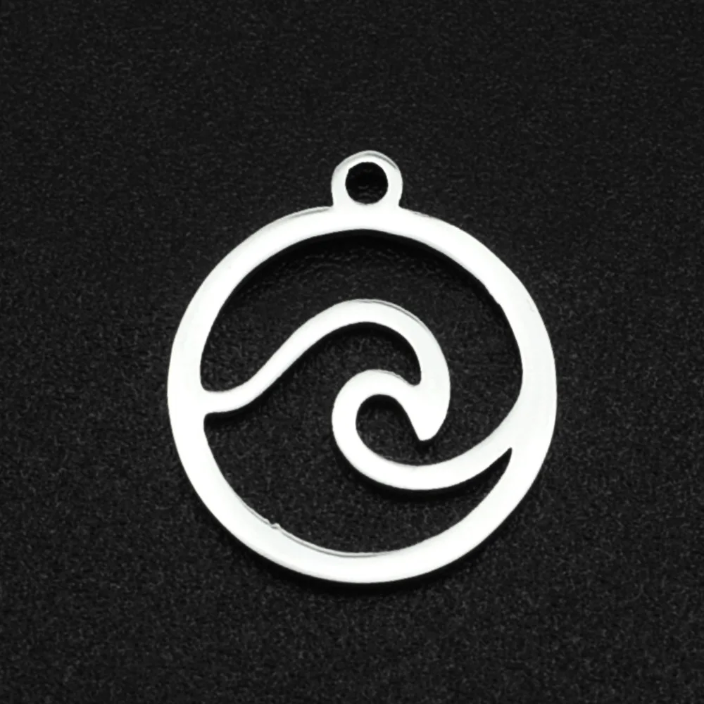 Stainless Steel Ocean Wave Pendant Charms For Diy Necklace Jewelry ...