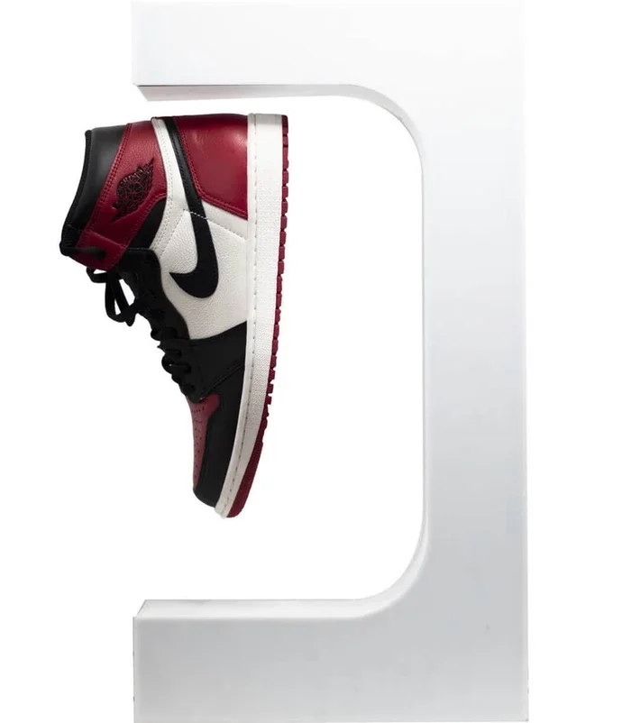 
Fashion levitating magnetic floating shoes display stand and shop display for shoes fancy sever shoes display unit white colour 