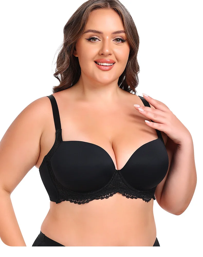 Cross-Border Large Size Bras Anti-Sagging & Breathable V2109005 Model with Steel Ring & Gathered Cups for Large Chest Wholesale