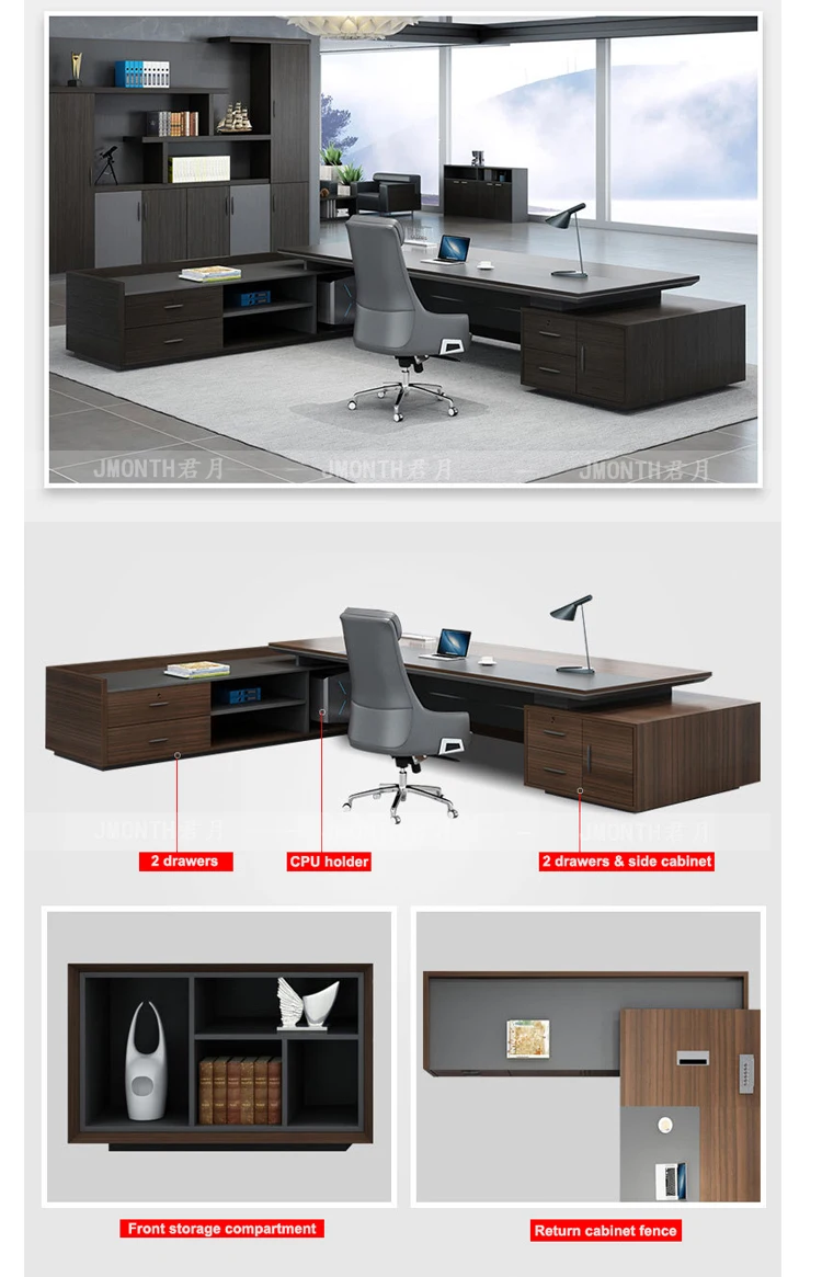 Modern Office Furniture L Shaped Mdf Melamine Wooden Manager Executive Office Desk