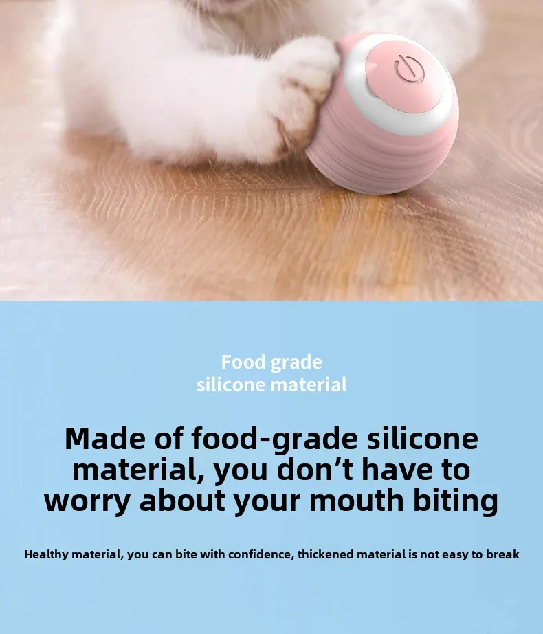 Smart Electric Cat Toy Durable Plastic Rolling Ball Chewable Self-Entertainment Boredom Artifact Dust-Free PC Pet Supplies
