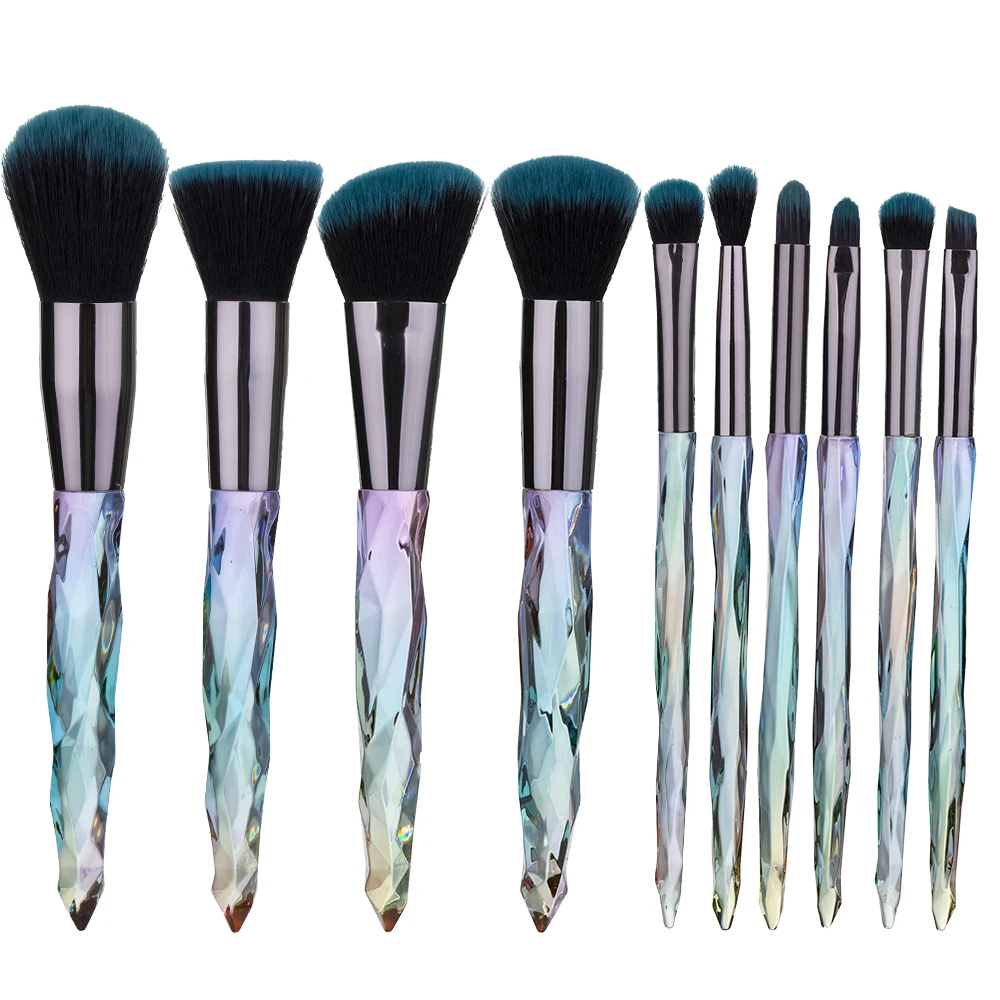 10pcs Diamond Makeup Brushes Set Powder Cosmetic Brush Eye Lip Cheek