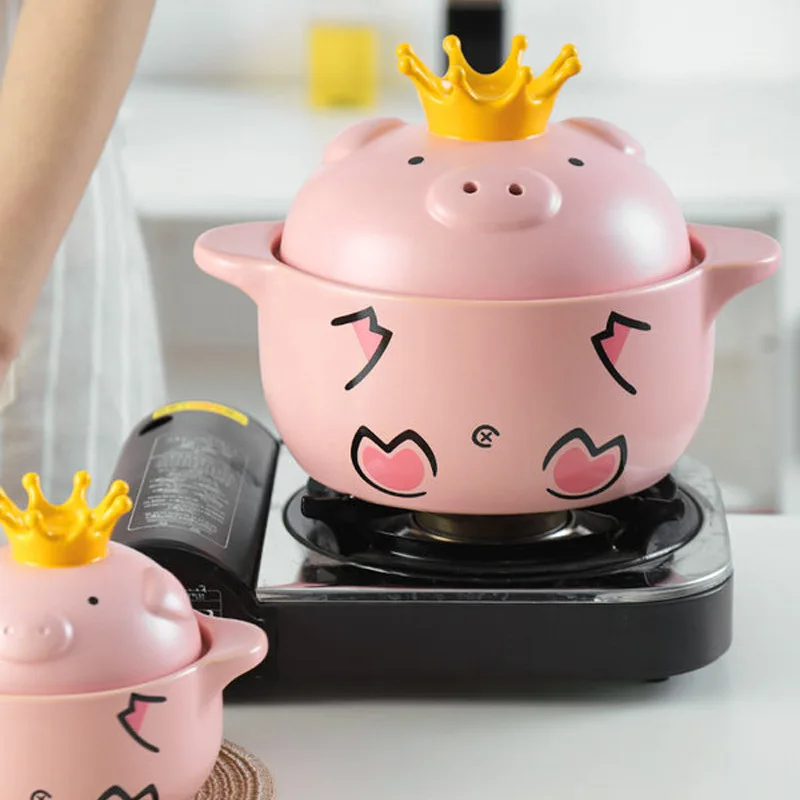 Oven Cooking Porcelain Pot With Lid Enameled Pig Casserole Stew Pot Porridge Household Open Fire Soup Pot Ceramic Tableware factory