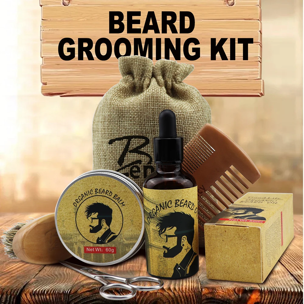 OEM Private Label Beard Oil Beard grooming Kit for Men Mustache Care with Sandalwood Comb