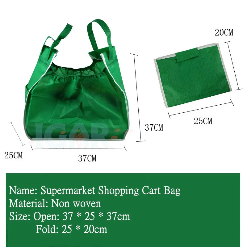 Reusable Grocery Shopping Trolley Bags Green Nonwoven Tote Bags With
