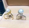 925 silver sterling wholesale DIY simple style flower shaped design 9-10mm pearl accessories Resizable fancy Ring