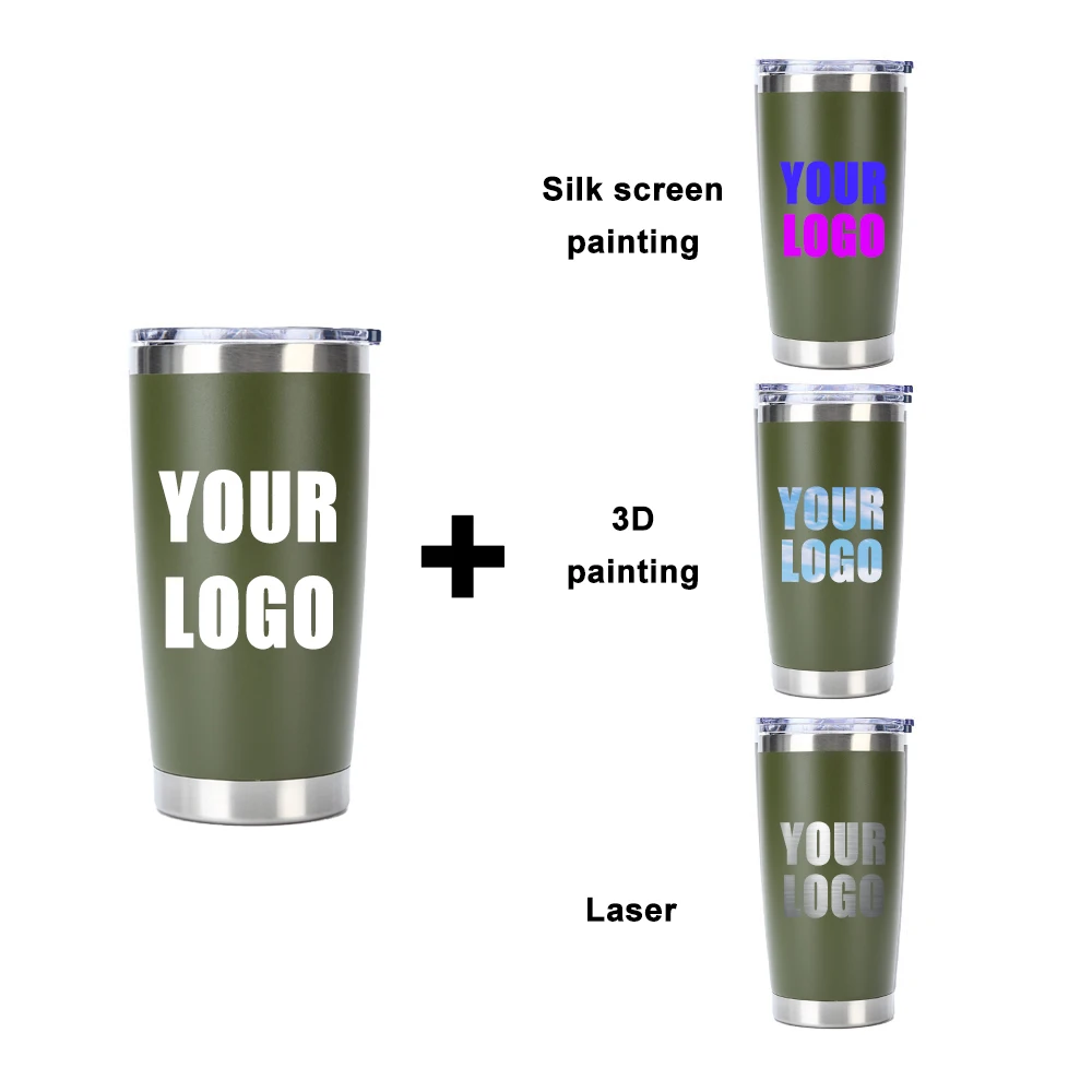 Custom Logo 20 Oz 30 Oz Powder Coated Insulated Stainless Steel Coffee Mugs Double Wall Vacuum