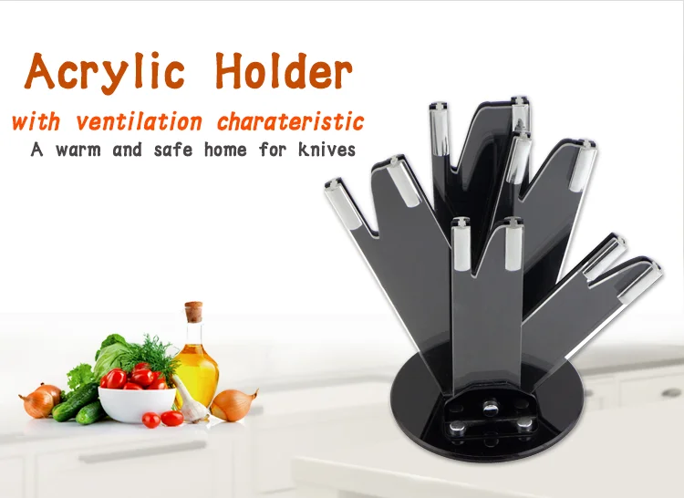 High-grade and Concise 5PCS Kitchen Knife Acrylic Block
