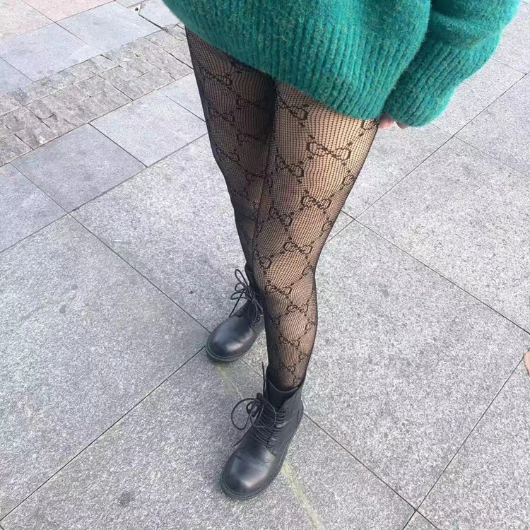 
2020 spring new seamless letter mesh stockings womens sexy foot stockings anti-hook fishnet pantyhose tights 