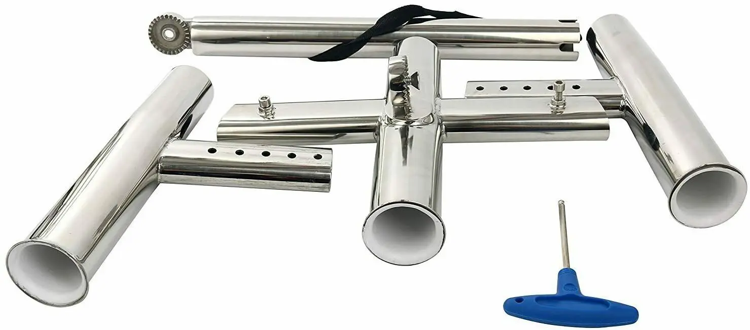 3 Tube Stainless Steel 316 Kite Fishing Gunnel Mount Trident Triple