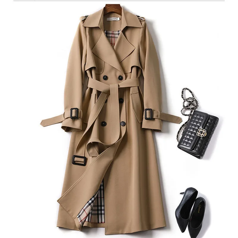 

Droma new Korean mid-length trench coat for women 2020 popular British over-the-knee overcoat for spring autumn, Picture color