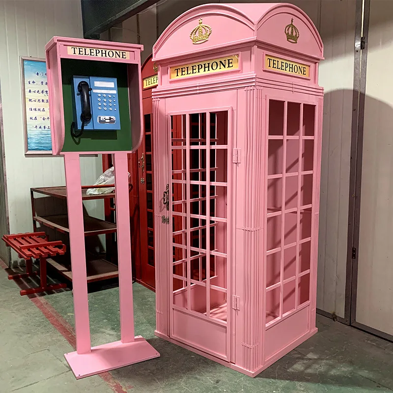 High Quality Hotel Decoration Telephone Booth Decoration Photo Retro