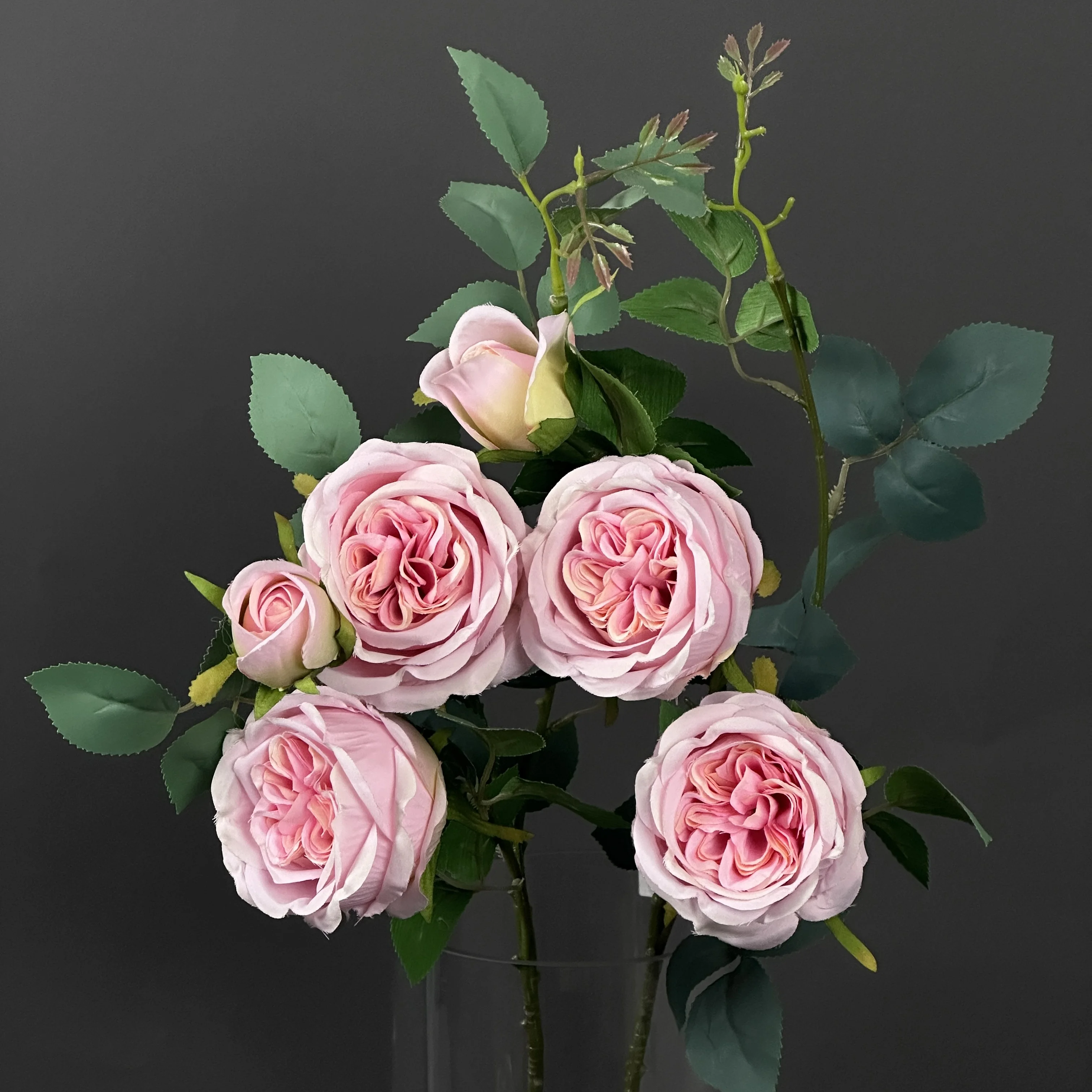 Amazon Hot Selling 2024 Artificial 4 Heads Silk Austin Flowers Rose