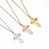 Fashion silver gold rose gold stainless steel christian russian orthodox cross pendant necklace