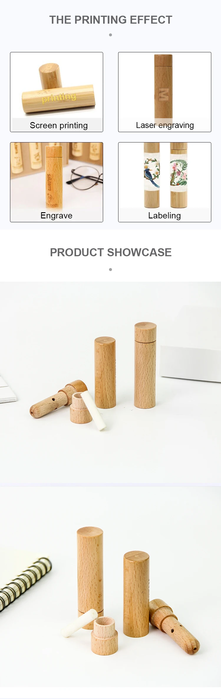 2020 New Arrival material Wood empty essential oil nasal inhale tube bottle with stick