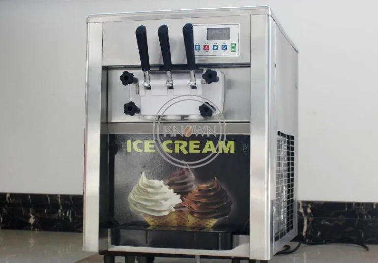 2022 데스크탑 아이스크림 기계 상업 자동 3 맛 미니 소프트 아이스크림 메이커 기계 프로모션 Buy 아이스크림 기계