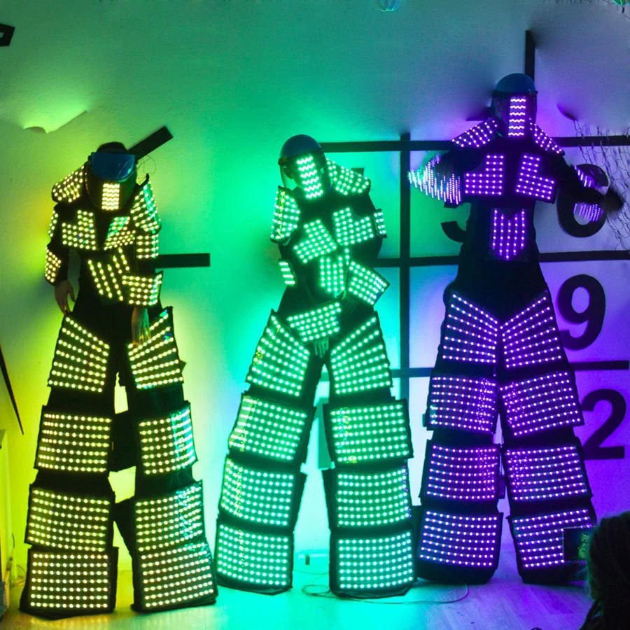 Led Robot Costume Led Clothes Stilts Walker Costume Led Suit Costume Helmet Laser Gloves Co2 Jet