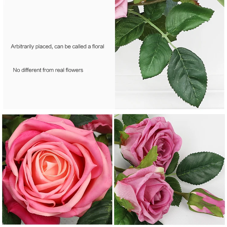 Factory Long Stem Artificial Rose Flowers French Rose Wedding Flower