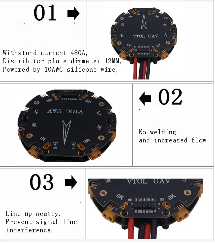 Agricultural uav drone accessories 8-axis distribution plate spraying uav 12s distribution board details