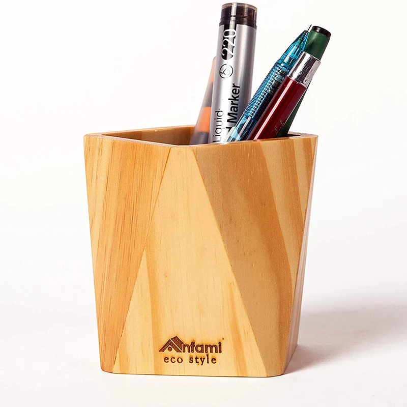 Wood Pen Holder Office Gift Office Supplies Eco-Friendly Pen Holder Upcycled Metal and Wood 3D Printed Pen Holder