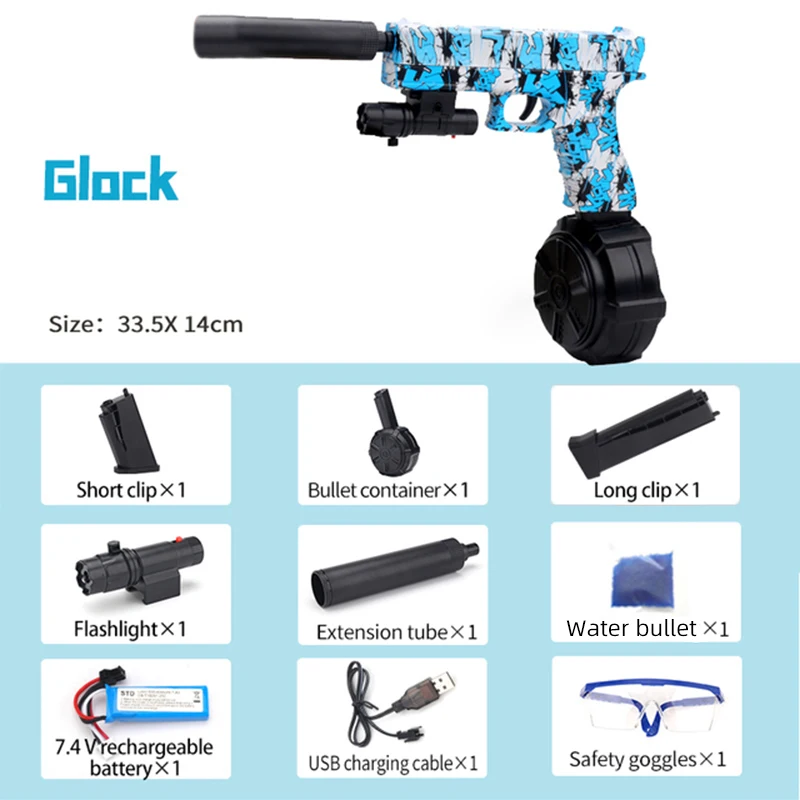 Glock Pistol Electric Automatic Gel Blaster Toy Gun Manual And
