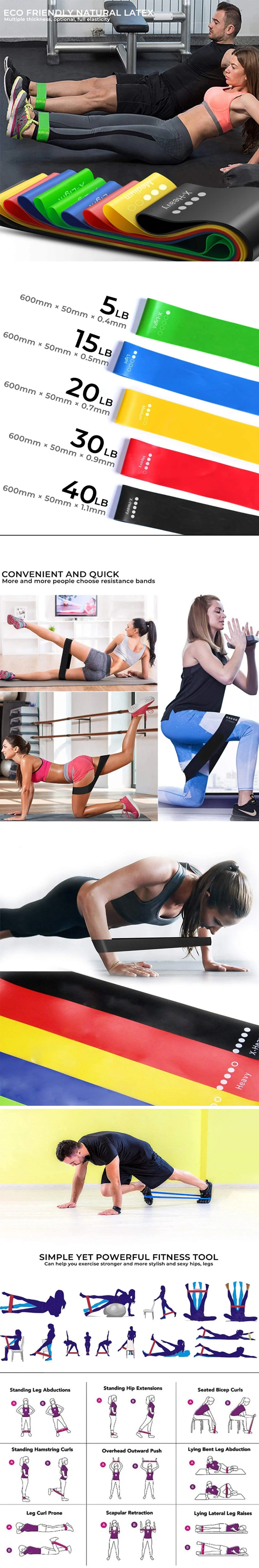 Fabrika Toptan Direnç Döngü Bantları, Ev Fitness Germe Gücü Eğitim Egzersiz Lateks Direnç Bantları.