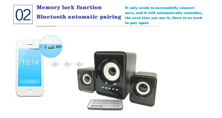FT-202BT Mini usb2.1 multimedia speaker with bluetooth TF card computer speaker - ANKUX.COM
