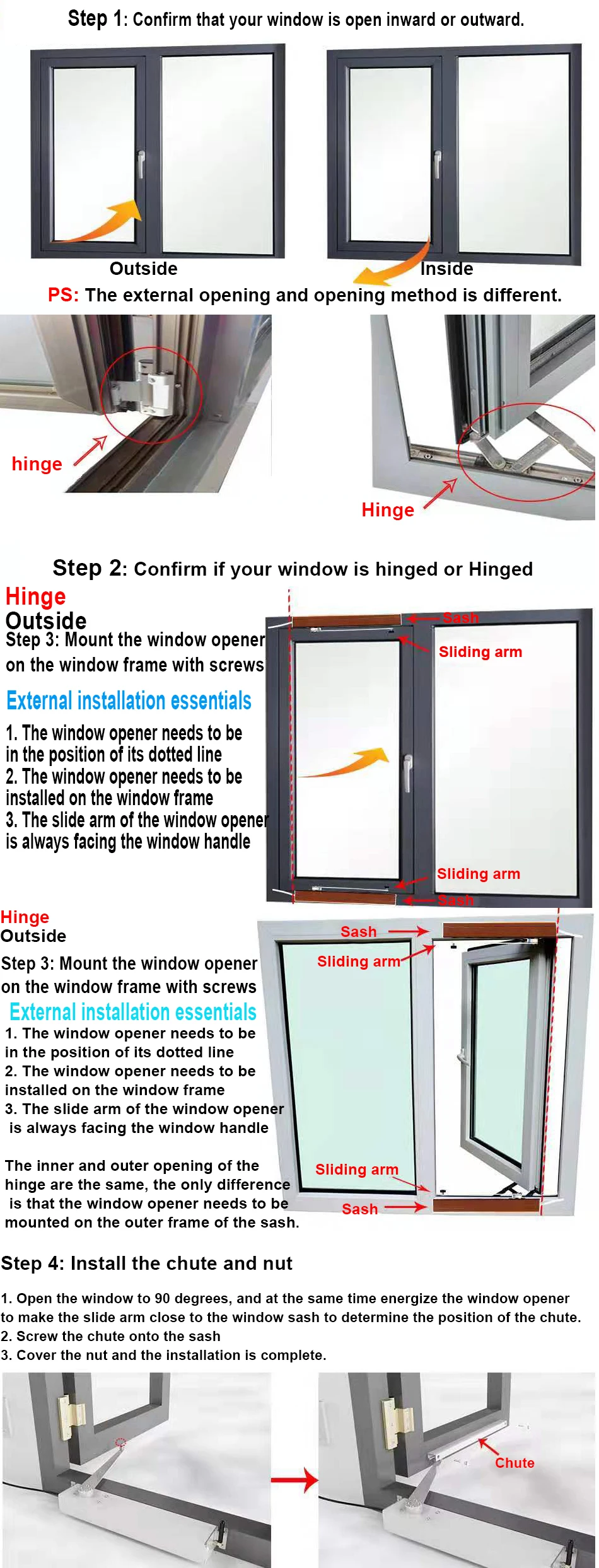 Classic Window Opener Intelligent Remote Control Electric Casement