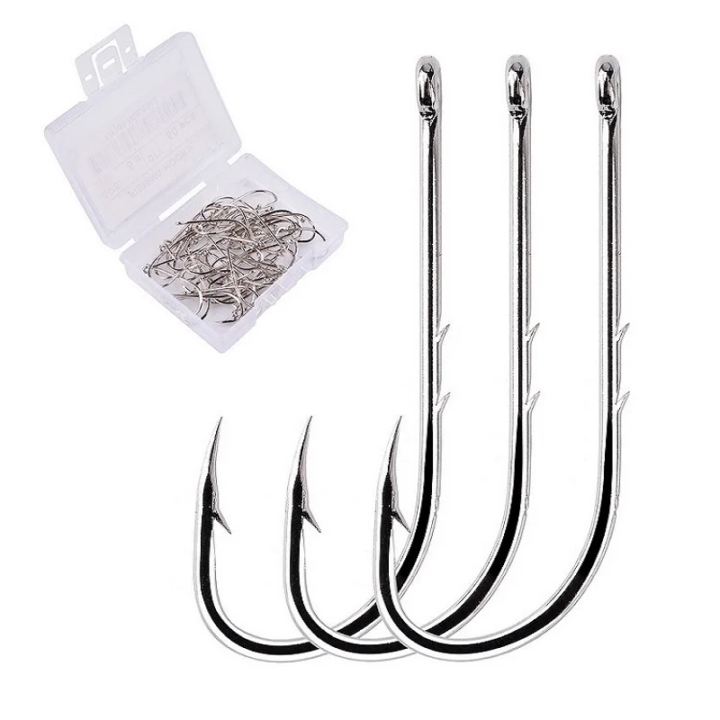 100pcs/ Box Long Shank Fishing Hook 112 High Carbon Steel Fish Hooks