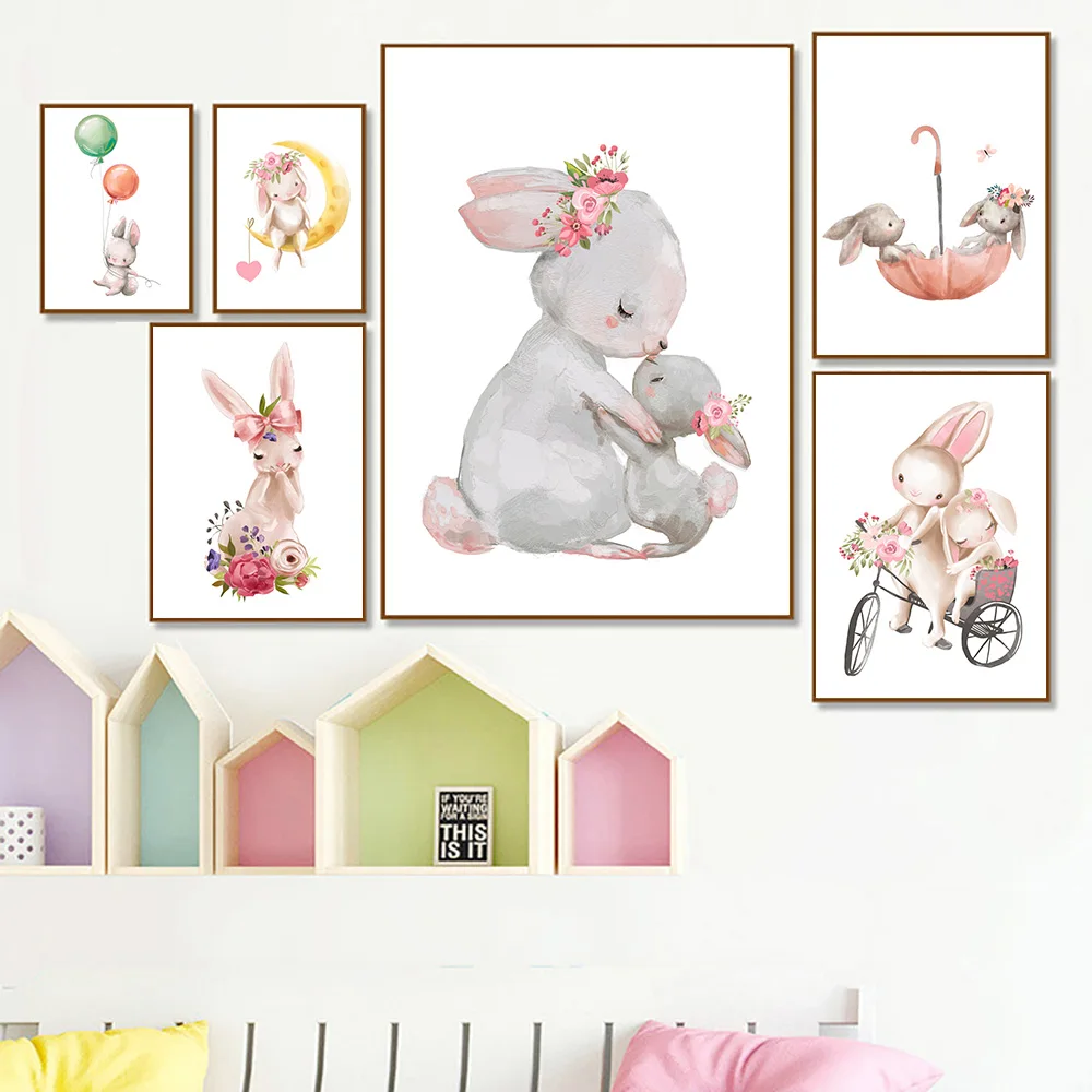 Affiche De Fleur Pour Chambre De Bebe Lapin Ballon Rose Imprime D Animal Ballon Dessin Anime Affiches De Lapin Images D Art Mural Pour Pepiniere Buy Photos D Art Mural Photos D Art Mural De Pepiniere Affiches De Chambre De Bebe Product On Alibaba Com