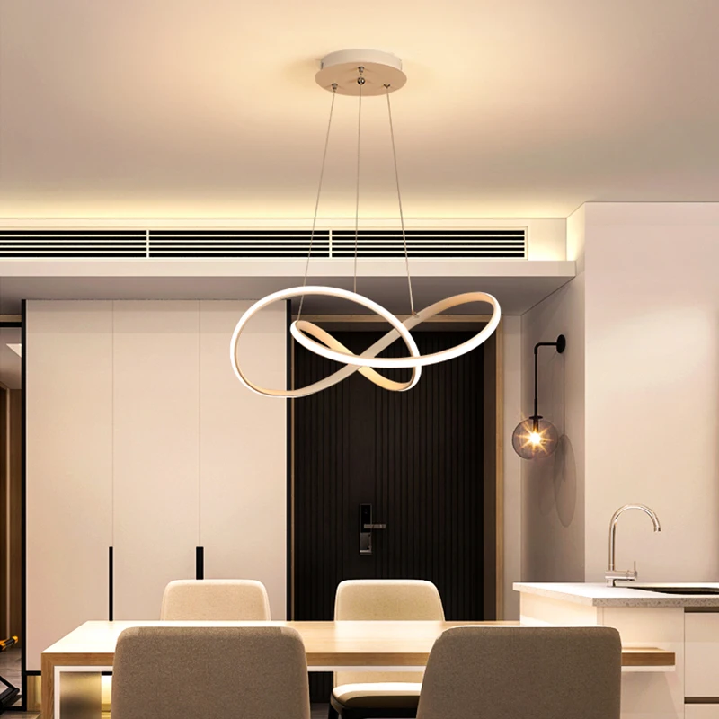 Nordic Iron Living Room Lamp Bedroom Led Acrylic Modern Pendant Light Hanging Lamp China Indoor Lighting Ring Chandeliers+