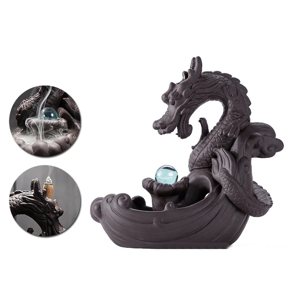 Worldwide Free Shipping Ceramic Backflow Incense Burner Dragon Ceramic Smoke Waterfall Incense Holder Censer