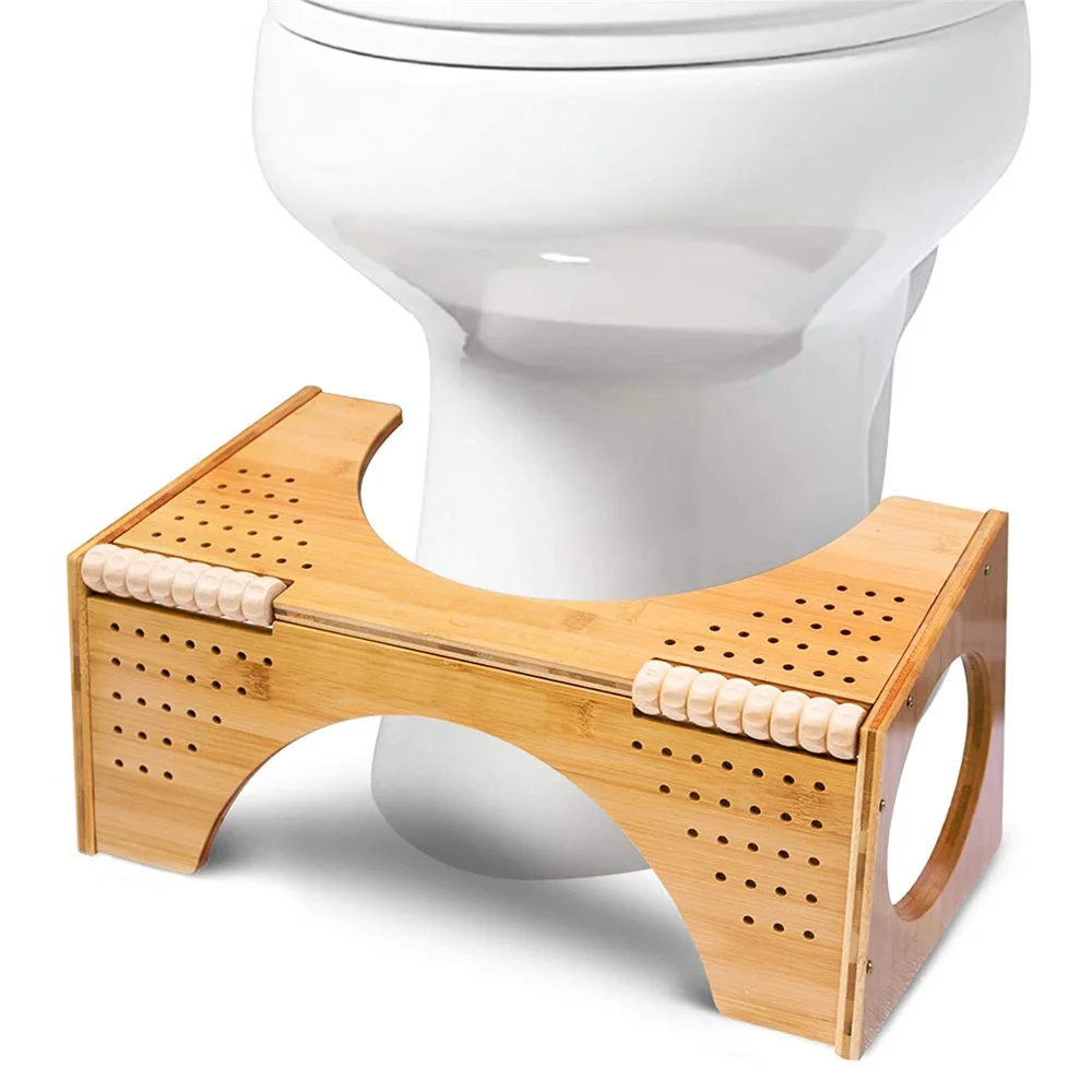 Premium Bamboo Foldable Squatty Potty Step Simple Bathroom Toilet