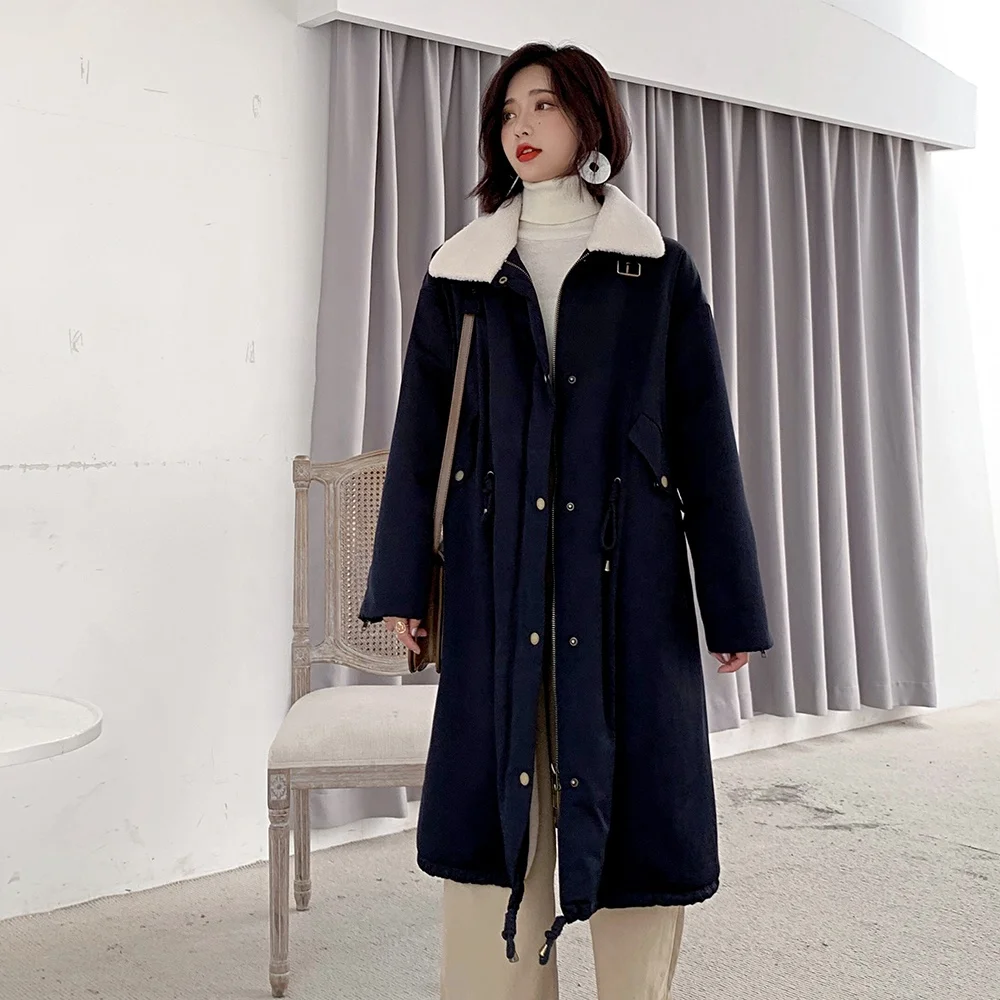 2019 ZR New Female Women Winter Coat Thickening mongolian Fur liner Parkas Jacket Outwear Parkas For sale
