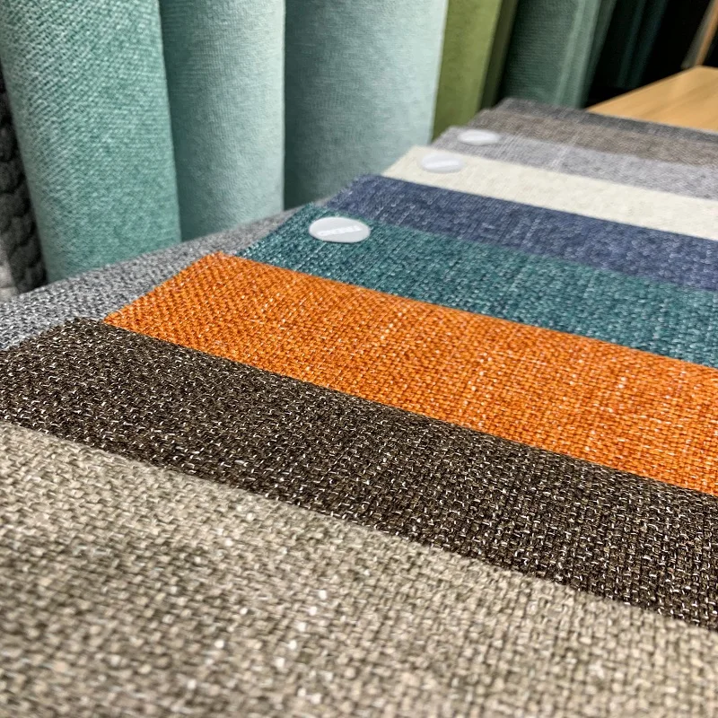 现货中国沙发面料制造商亚麻沙发材料沙发家具套面料85% p 15% r内饰