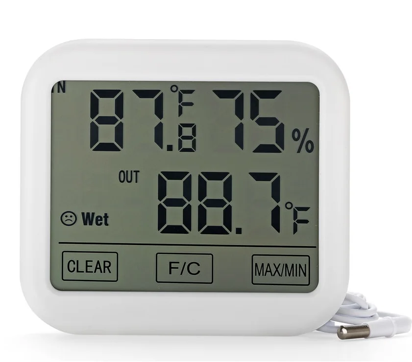 Wall Mounted Digital Hygrometer Max Min In Out Thermometer Lcd Humidity