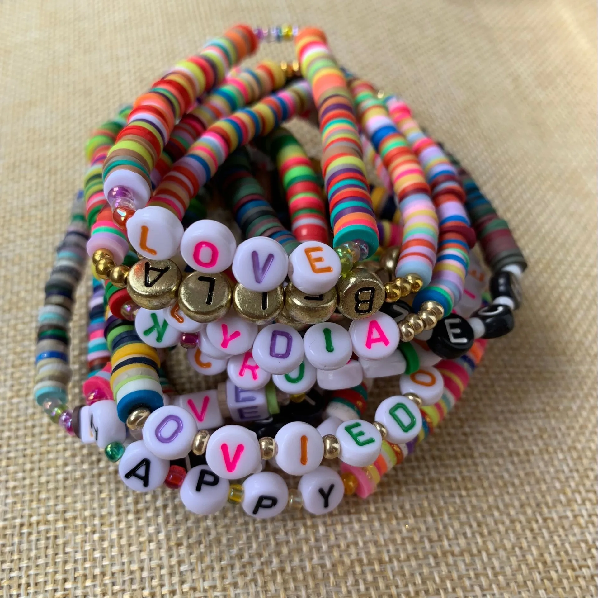 Letter E multicolor stones bracelet